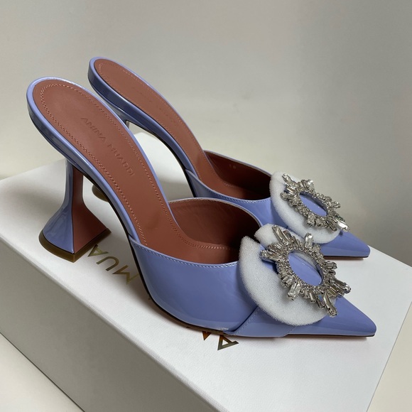 Amina Muaddi Begum 95 Crystal Leather Mules - Picture 3 of 6